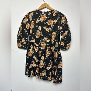 ZARA Floral Long Sleeve Sheer Lightweight Mini Dress Size Xs